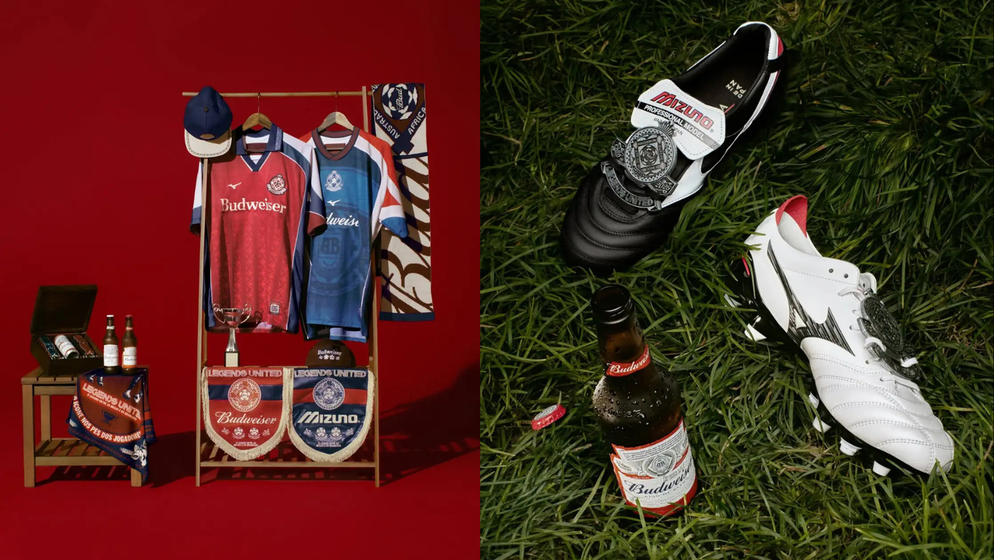 Mizuno 攜手百威啤酒推出聯名系列,敬球迷與綠茵場一杯!