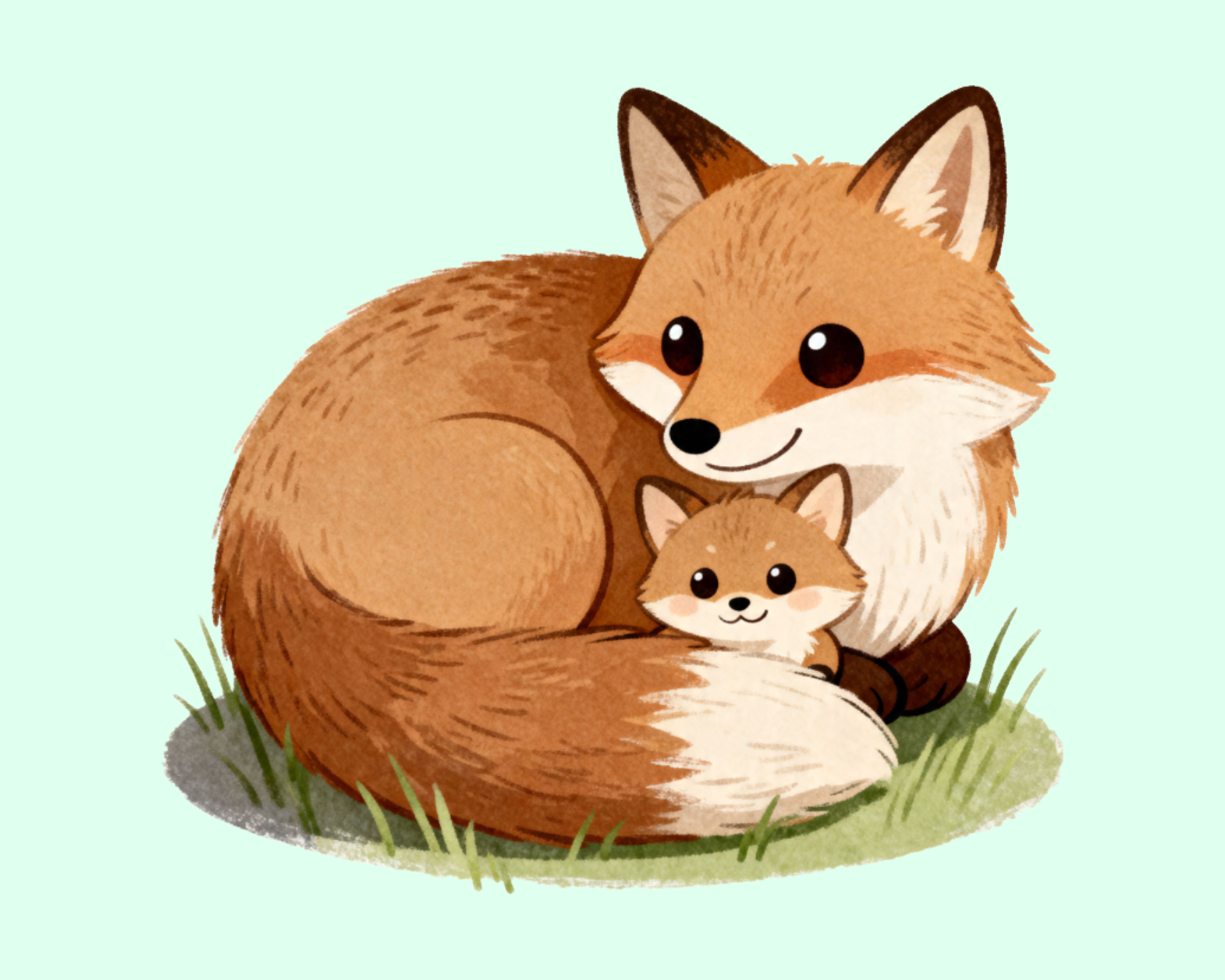 Mama Fox + Baby
