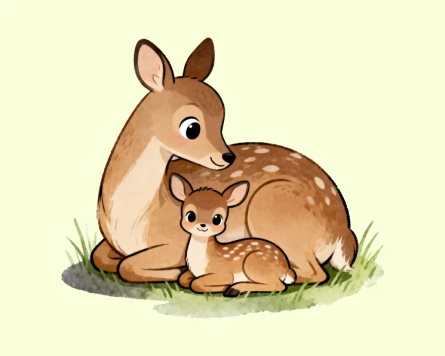 Mother Deer + Baby