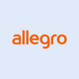 The word "allegro" in orange text on a light blue background.
