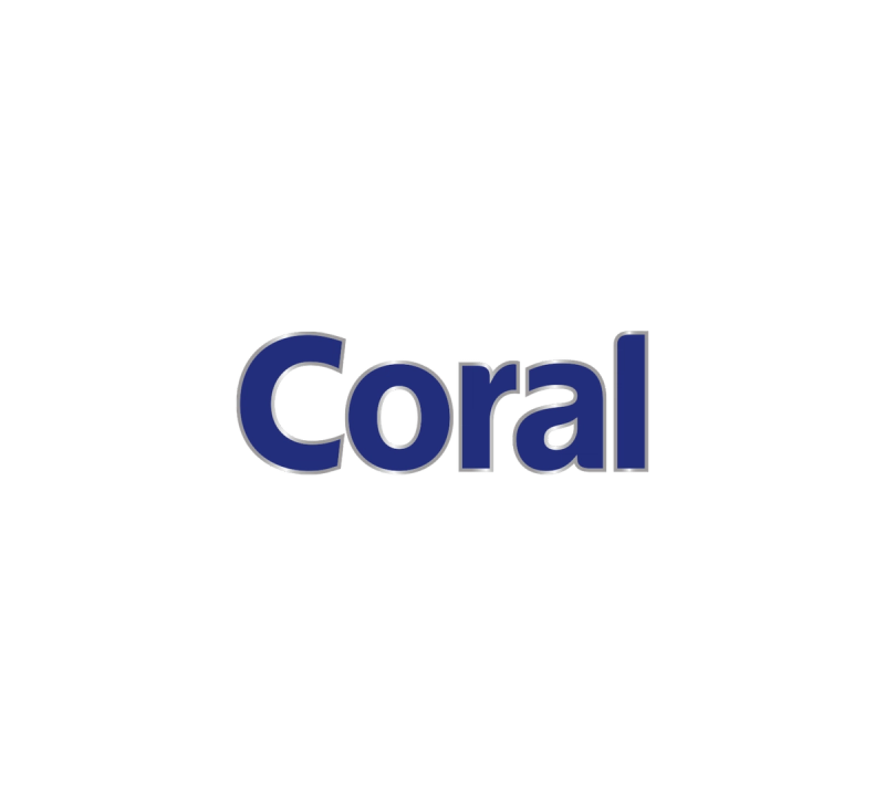 Coral-Logo in Blau und Silber