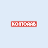 Kontorab‑logotyp med röd ram och vit text