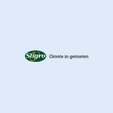 Sligro-logo met groen ovaal embleem en de slogan Groots in genieten