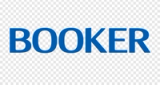 a blue booker logo on a white background