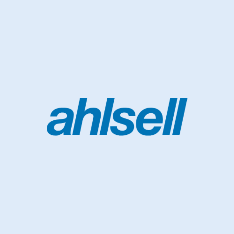Ahlsell‑logotyp med blå texten ‘ahlsell