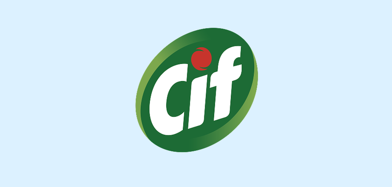 a green and white cif logo on a blue background