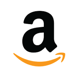 Amazon logo, black 'a' with orange arrow underneath.