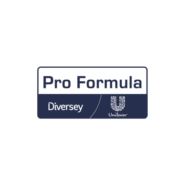 pro formula diversey and unilever logos on a blue background
