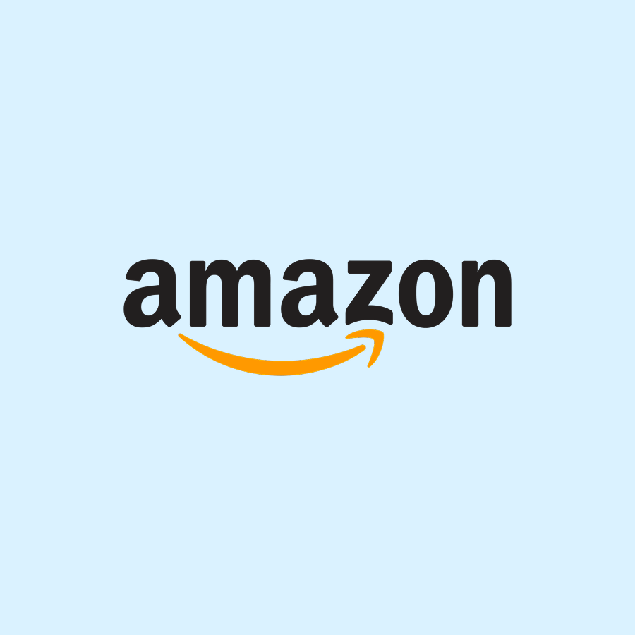 an amazon logo with an orange arrow on a black background