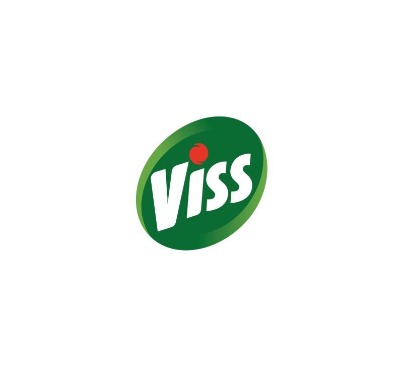 Viss-Logo mit weißem Text und einem roten Punkt auf einem grünen Oval.