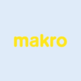 Makro-logo in gele tekst