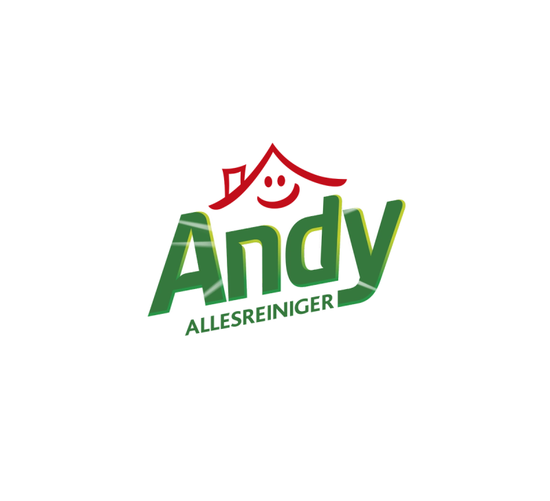 Andy-logo met groene tekst en een rood huisicoontje met een smileygezichtje
