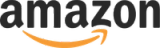 an amazon logo with an orange arrow on a black background