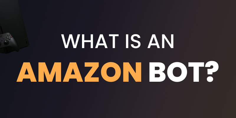 An Amazon product listing screen with an automated checkout bot icon overlayed