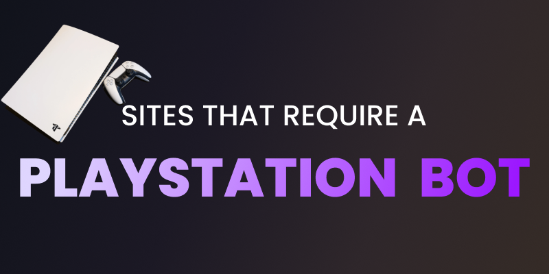 Collage of five retail site logos (e.g., Walmart, Best Buy, Amazon) with a PS5 console in the center