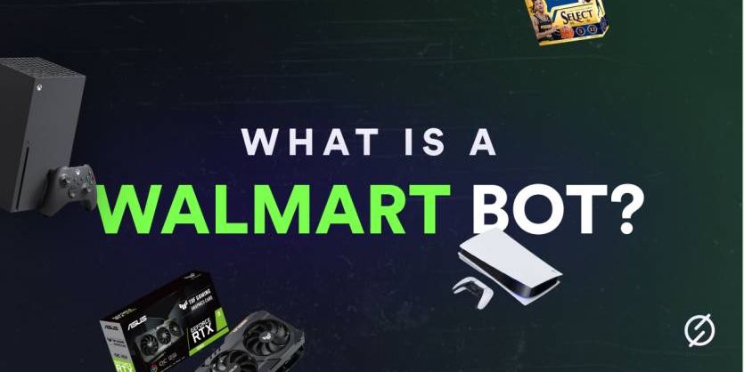 Laptop screen displaying a Walmart product listing and a bot interface