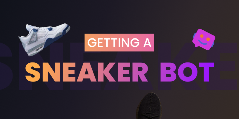 A laptop displaying sneaker bot purchase and rental options on a marketplace