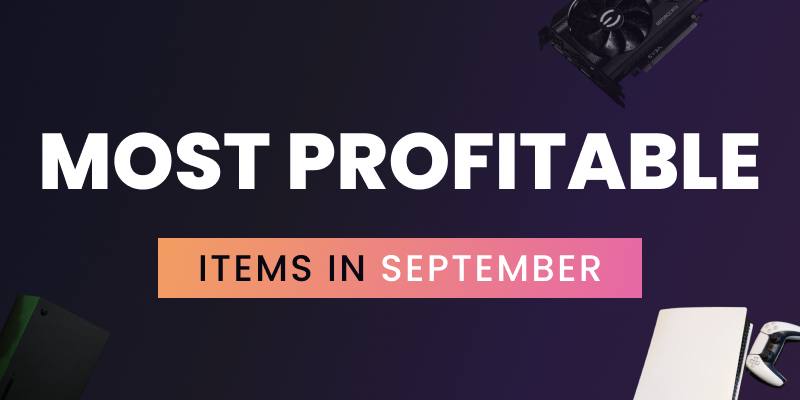 A collage of hot-selling items—sneakers, trading cards, and electronics—labeled “September 2022”