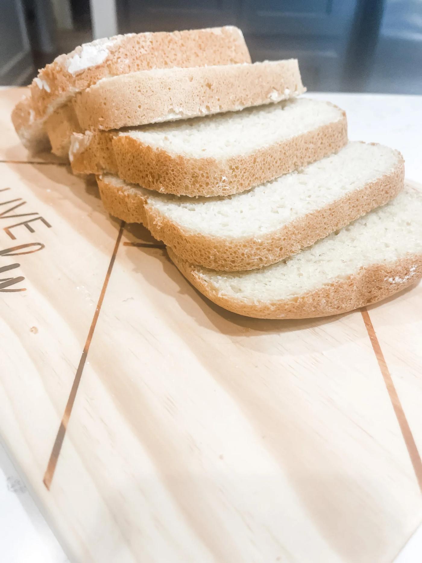 A finished gluten-free loaf, fresh from the bread machine