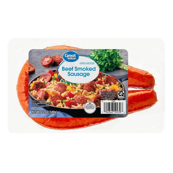 Great Value Fully Cooked Beef Smoked Sausage, 12 oz