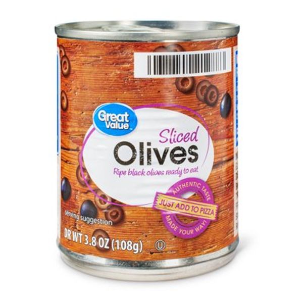 Great Value Sliced Olives, 3.8 oz