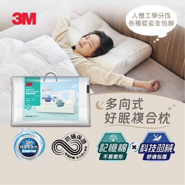 3M 防蹣可水洗記憶x科技羽絨枕