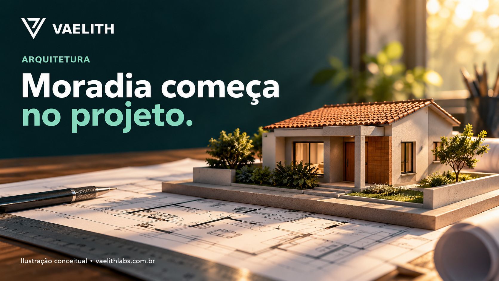 Ilustração conceitual original VAELITH, sem representar fotografia ou projeto real.