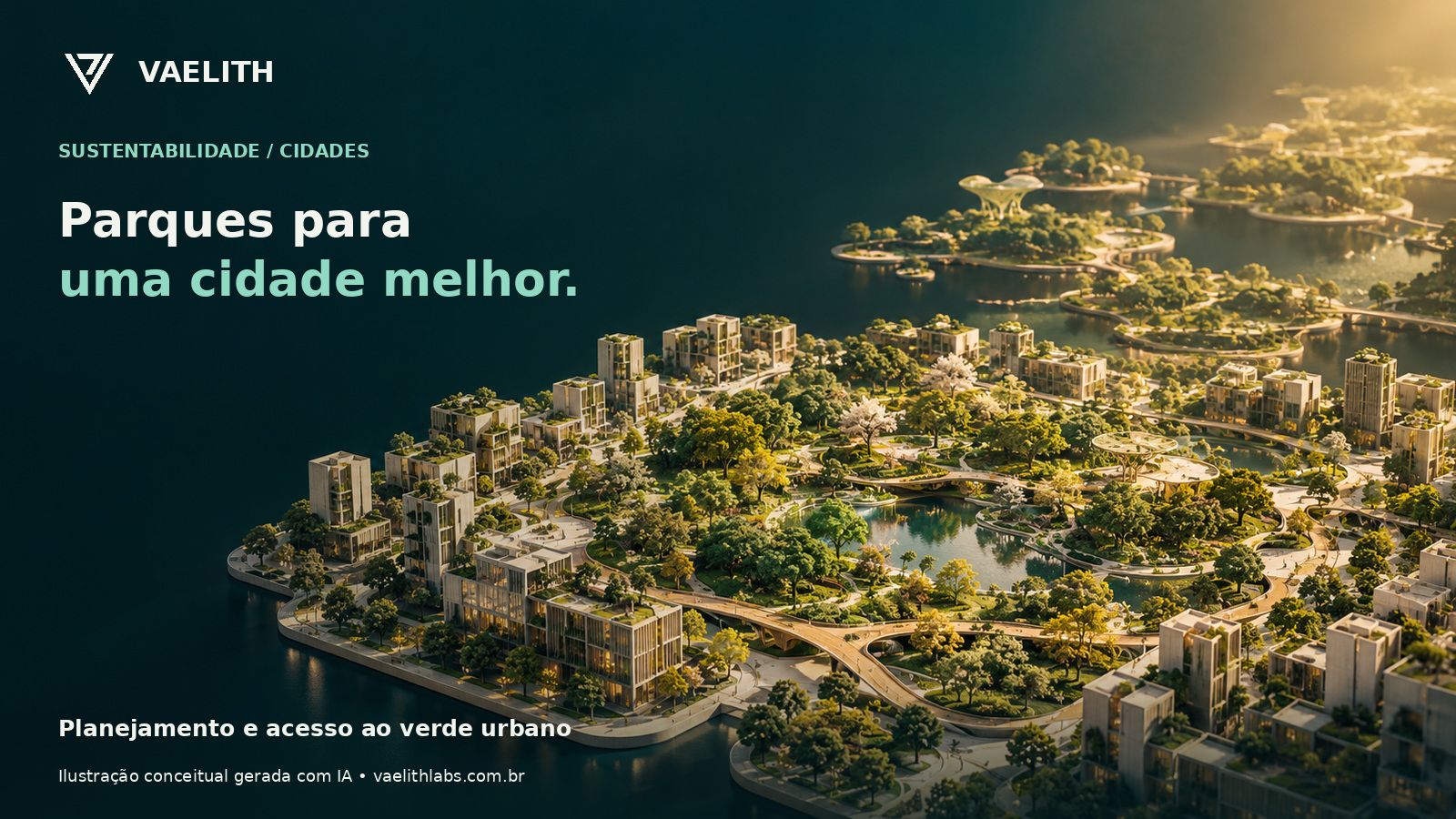 Modelo conceitual de áreas verdes conectadas ao tecido urbano.
