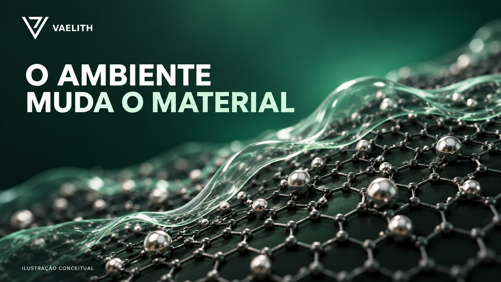 Representação artística de superfície de óxido de grafeno, nanopartículas e cobertura orgânica.