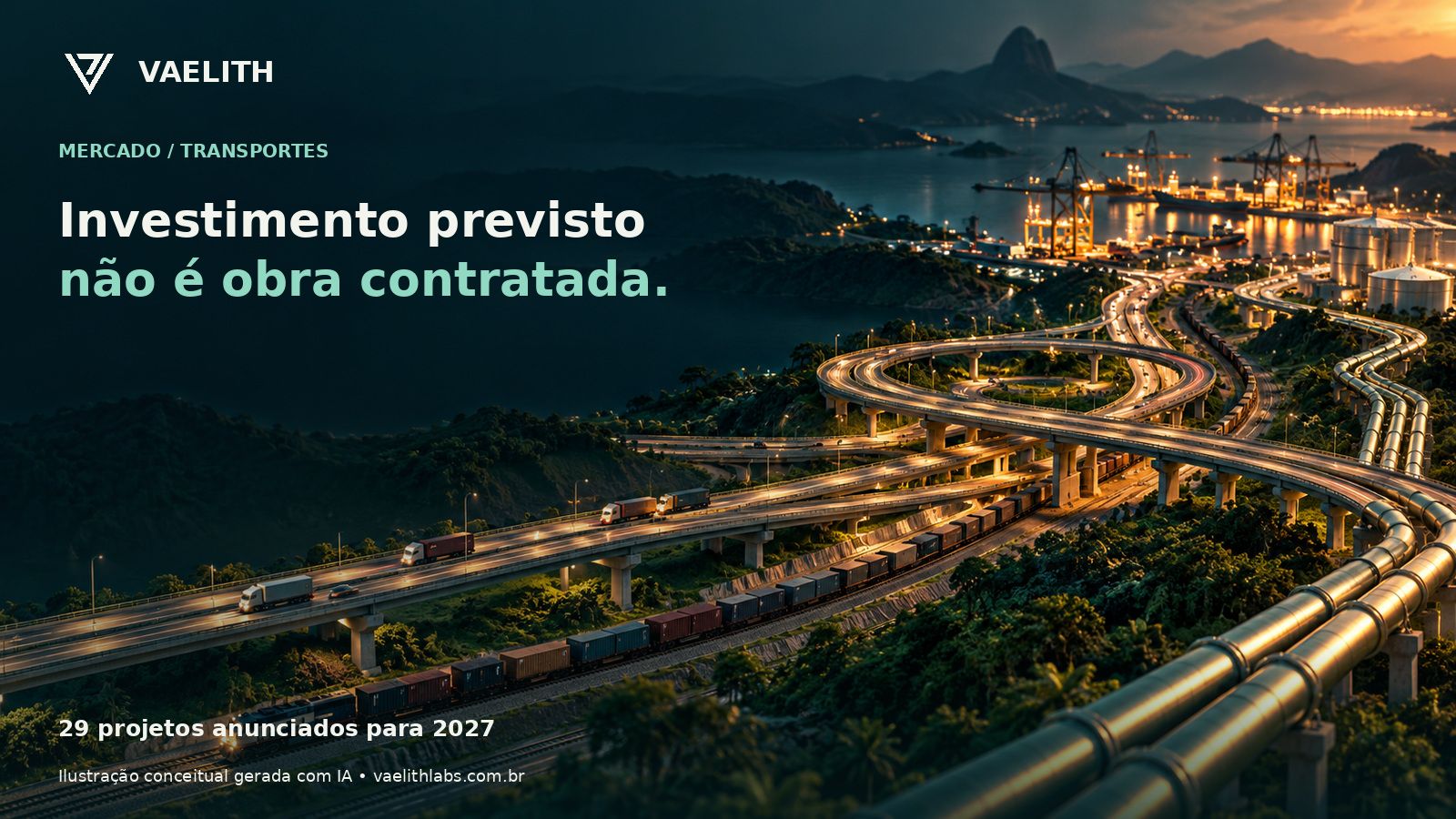 Modelo conceitual de infraestrutura rodoviária e ferroviária.