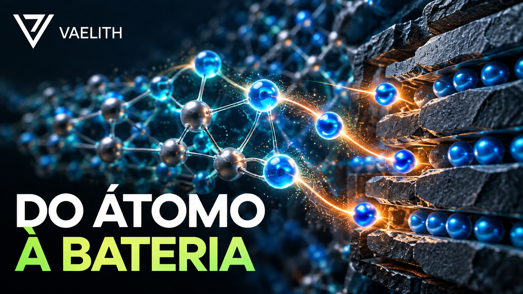 Representação artística de interações moleculares e superfície de um eletrodo.