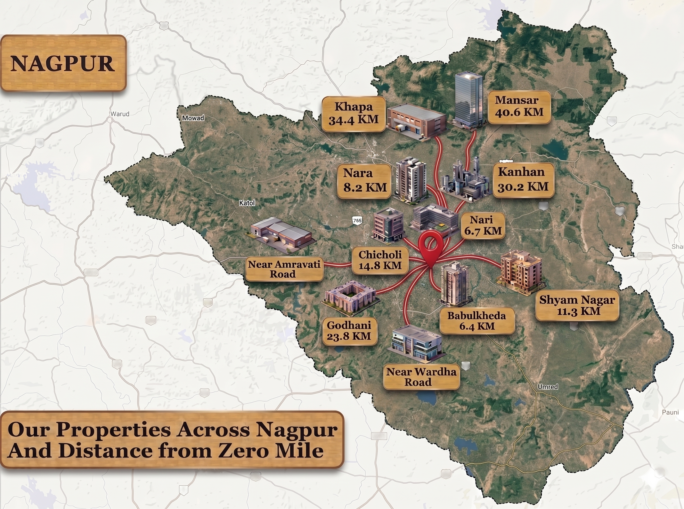 MG Infra Properties Map Across Nagpur