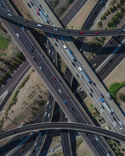 Highway interchange from above