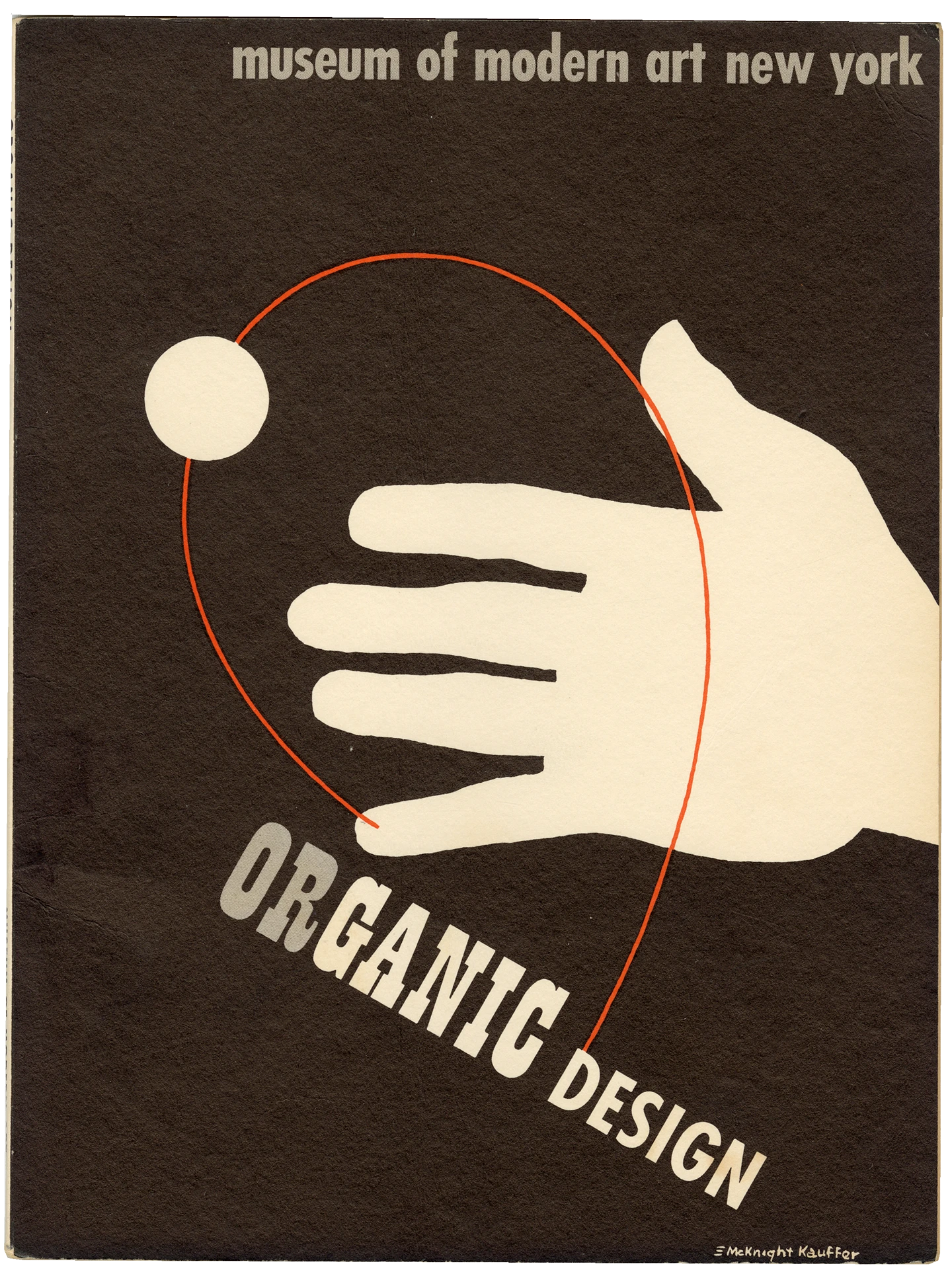Cover for MoMA’s Organic Design in Home Furnishings exhibition promo, which featured furniture designed by Eero Saarinen and Charles Eames.