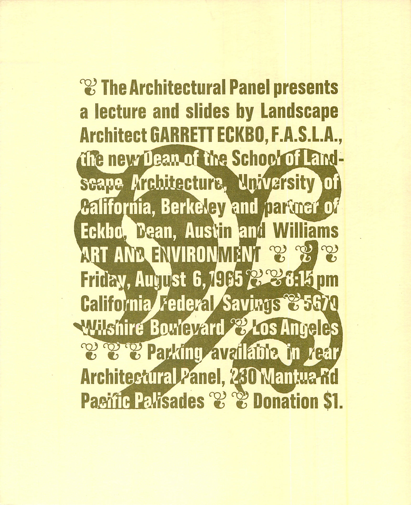 Architectural Panel flier designed by Annette Del Zoppo in 1965.