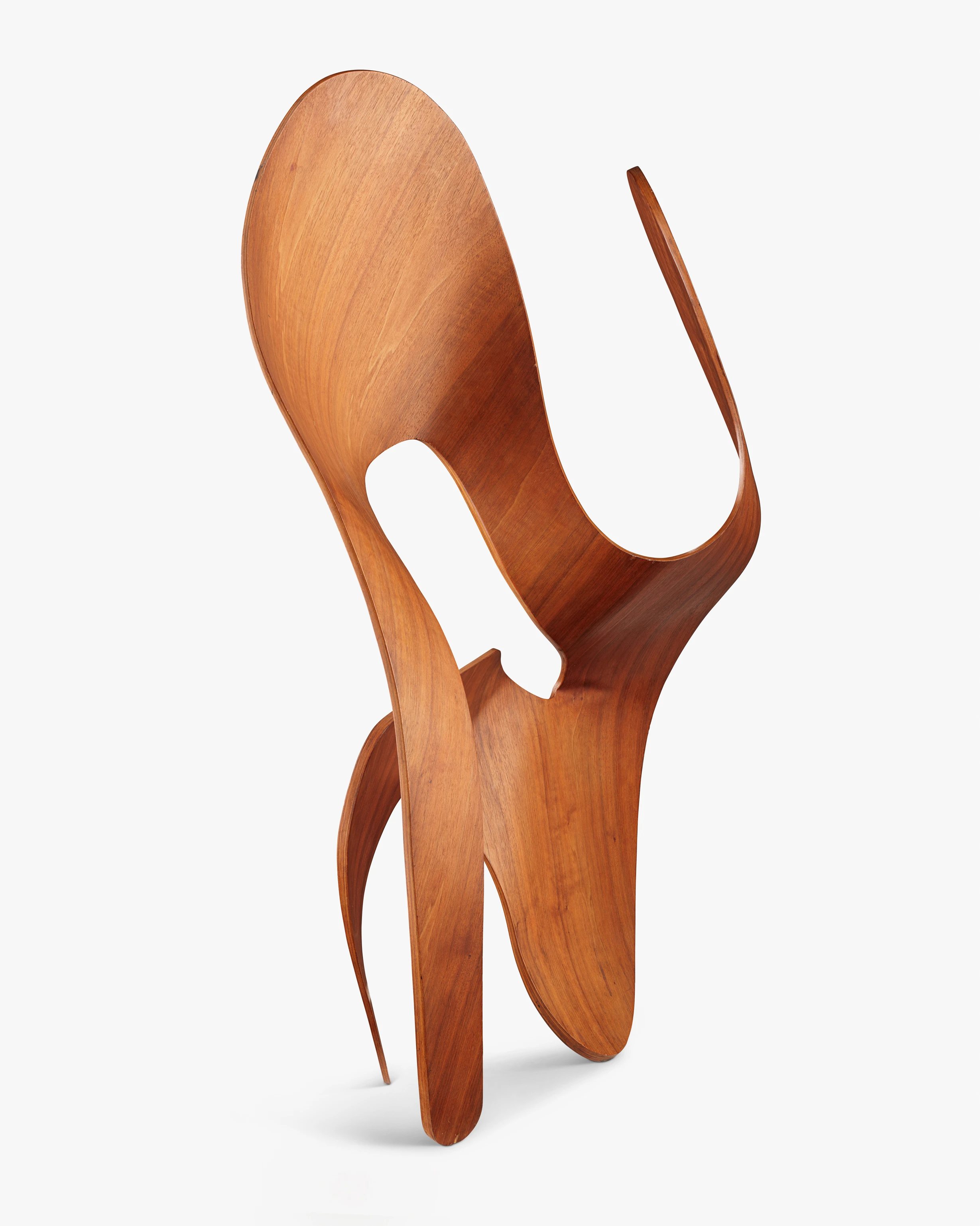 Frontal photograph of the undulating abstract Molded Plywood Sculpture by Ray Eames