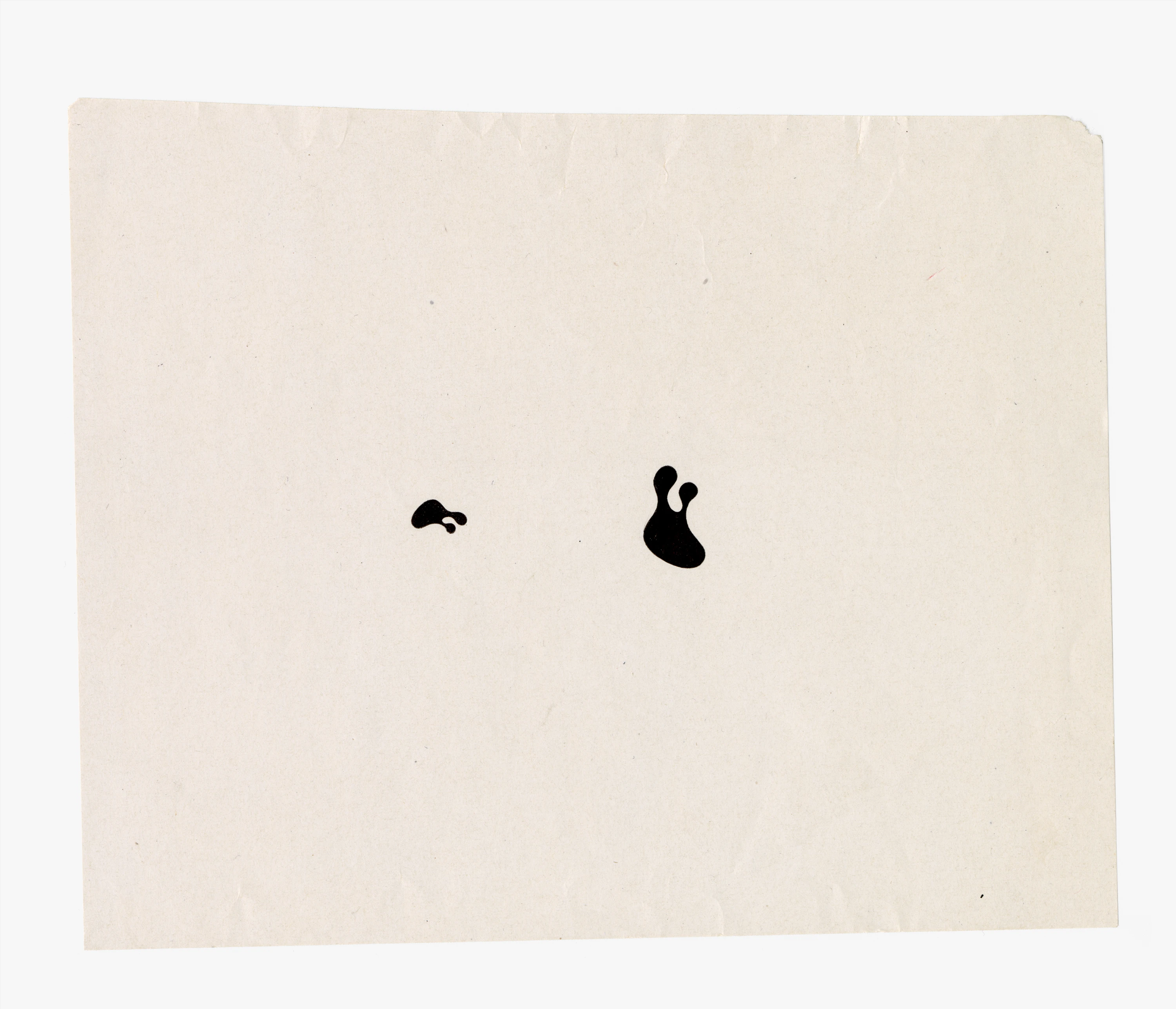 Ink study of biomorphic shapes for the Plyformed Wood Company logo designed by Ray Eames.