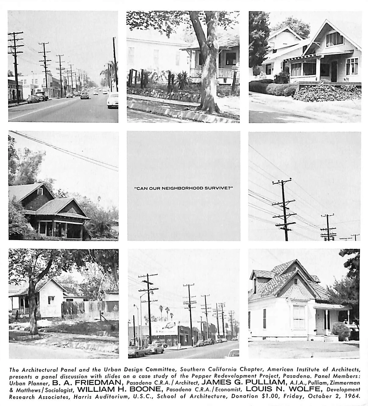 Architectural Panel flier for a Pasadena CA development designed by Annette Del Zoppo in 1964.