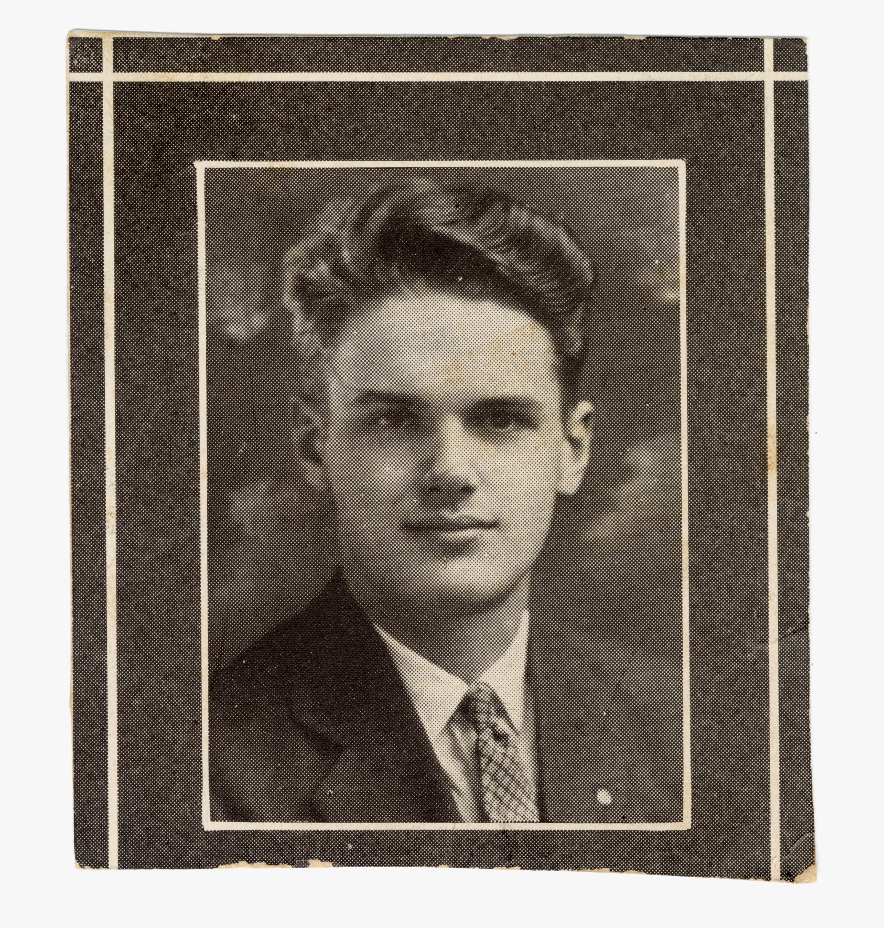 Close up portrait of Charles Eames taken in the year before he would graduate from high school.