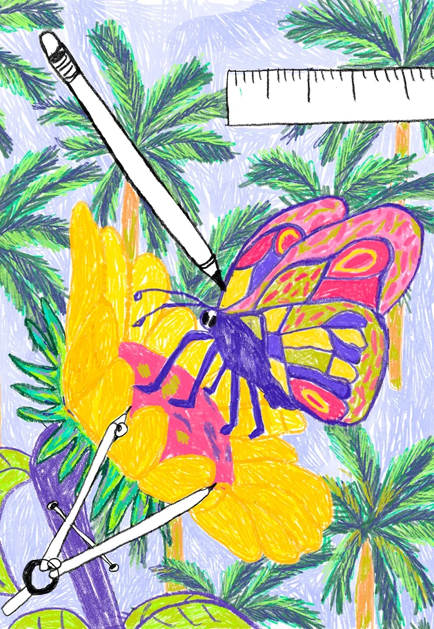 Brightly colored illustration featuring plants and flowers depicts climate activist and educator Sage Lenier’s thoughts on intersectional and circular design.