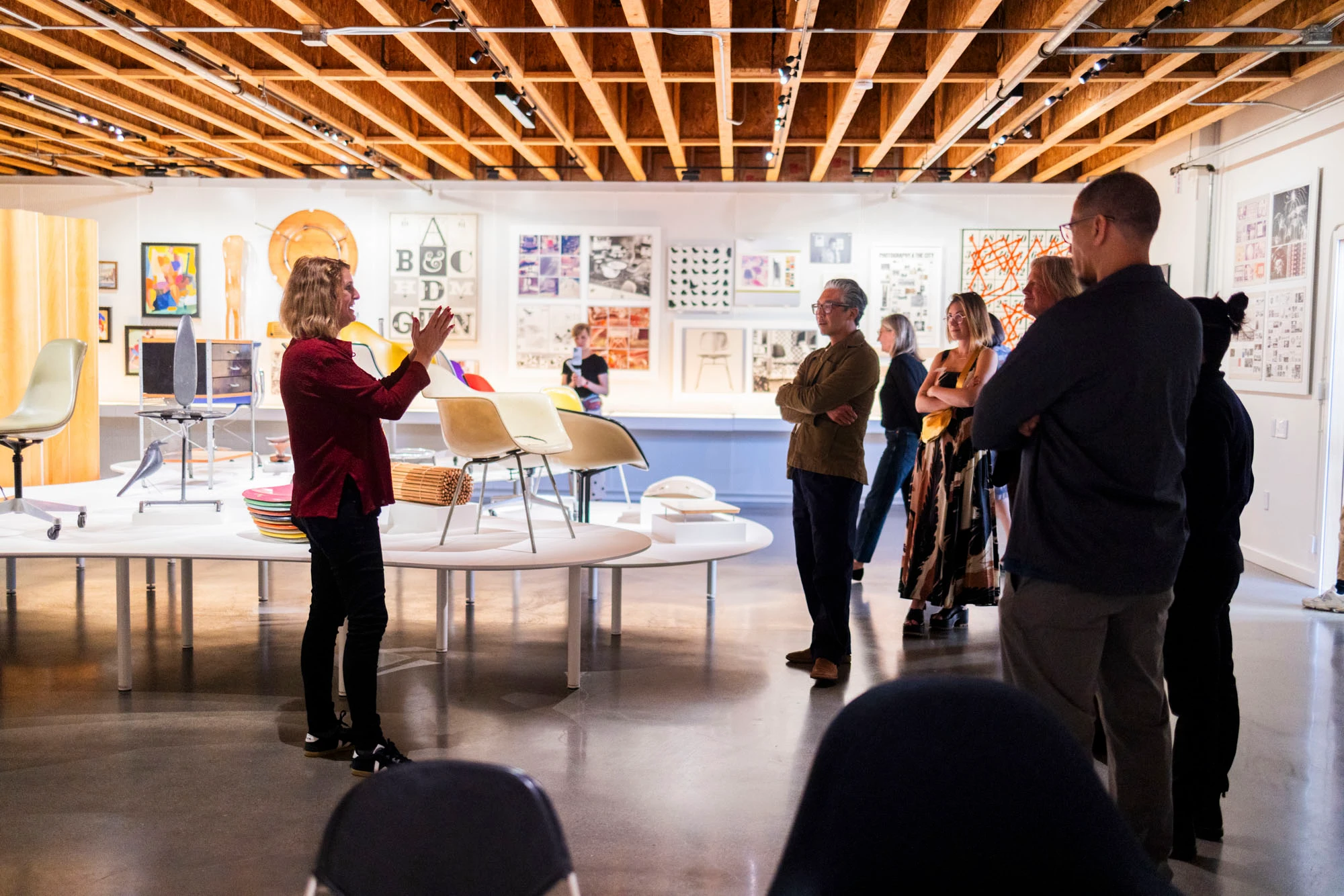 Llisa Demetrios giving a tour of the Eames Archives