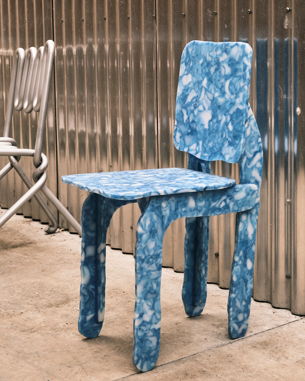 Furniture designer Max Lamb’s Smile Plastic Chair, made for the Potato Head Studios resort in Bali, is made from 100% recycled plastic.Q&A_MaxLamb_06