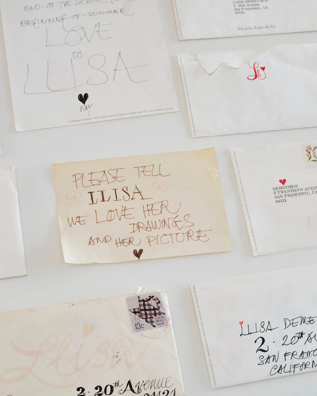 Various handwritten notes and letters from Charles Eames to his granddaughter Llisa Demetrios, Kazam! Magazine.