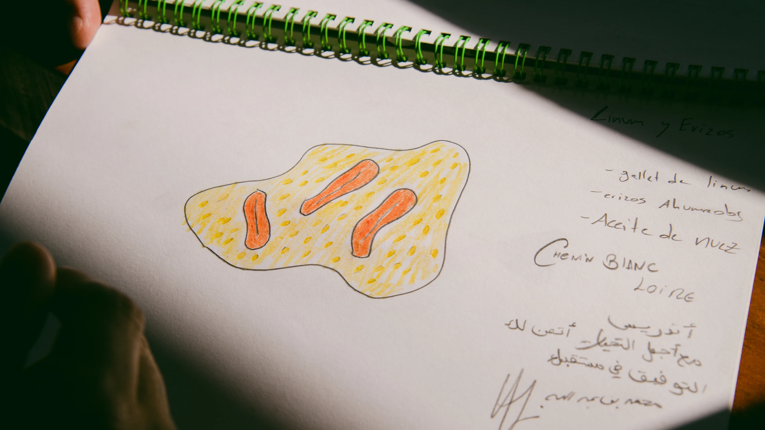 One of chef Andres Florez's many sketches for the menu at Oakland, California’s Snail Bar, Kazam! Magazine.
