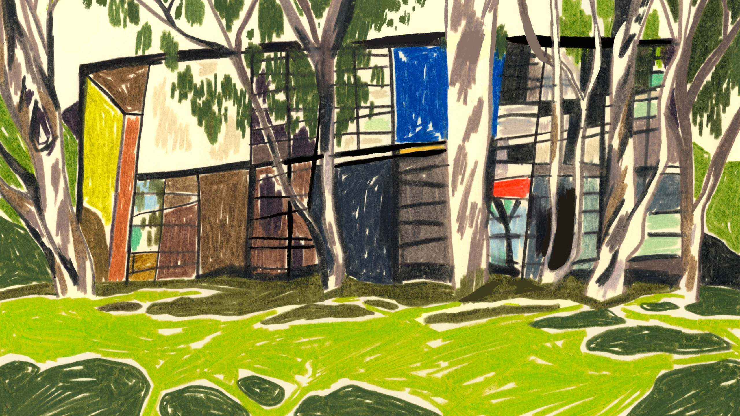 Modernist icon, the Eames Case Study House 8 featuring an exterior view.