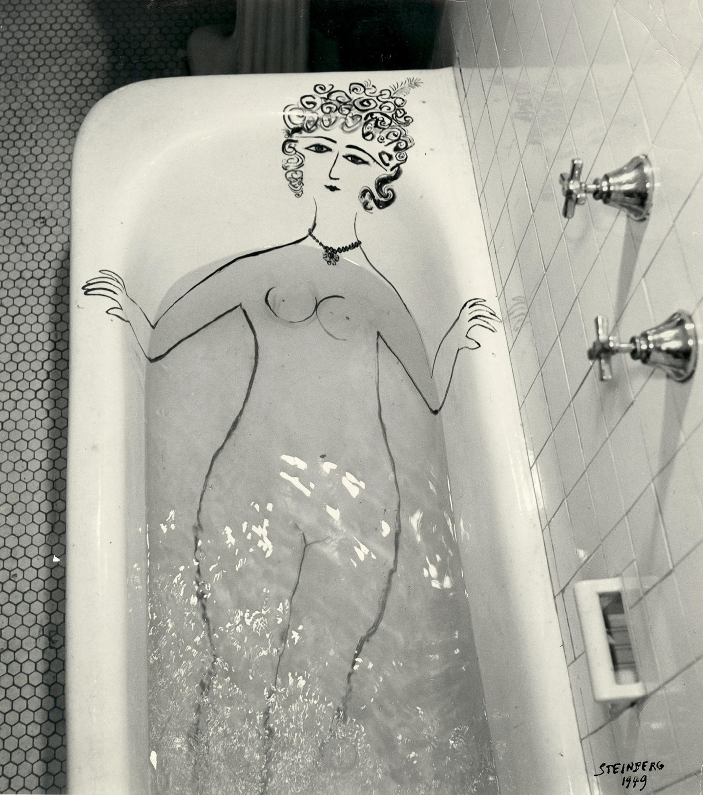 Saul Steinberg, Woman in Tub. Private collection. © The Saul Steinberg Foundation / Artists Rights Society (ARS), New York.
