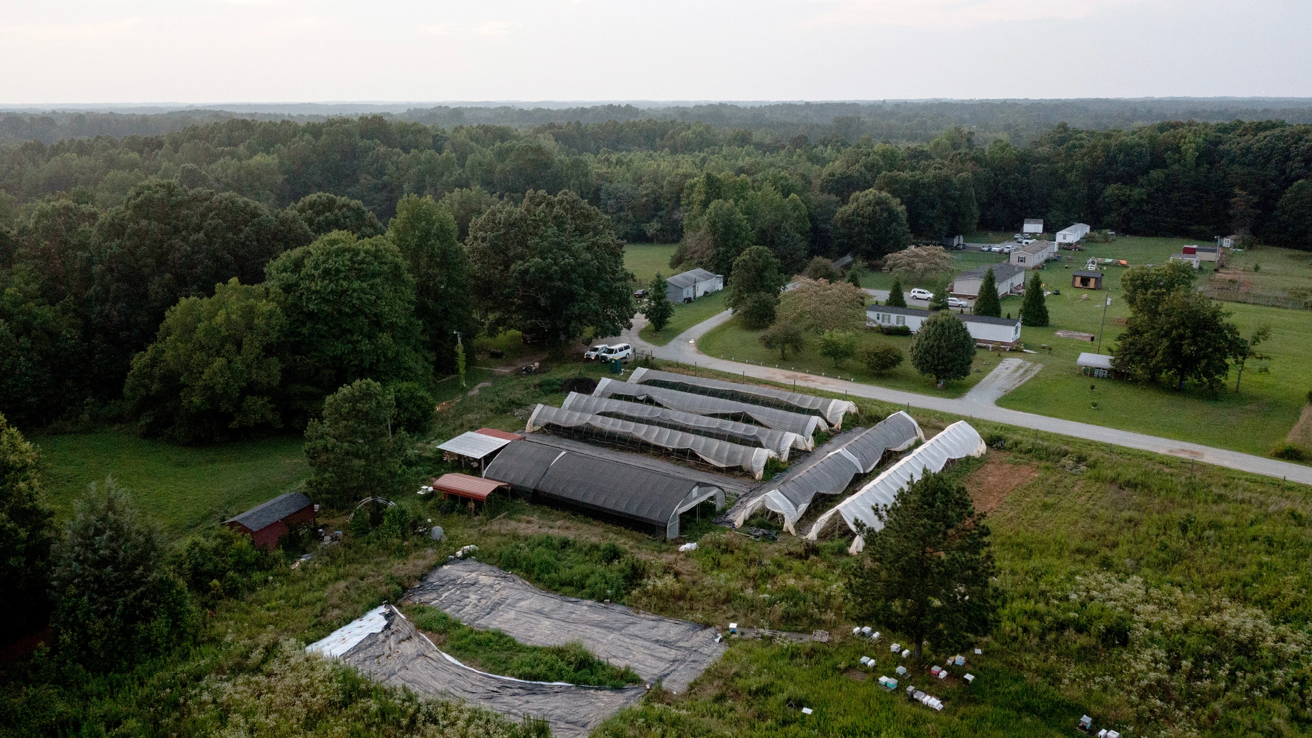 Overhead view of Sankofa Farms property in Efland North Carolina, Kazam! Magazine.