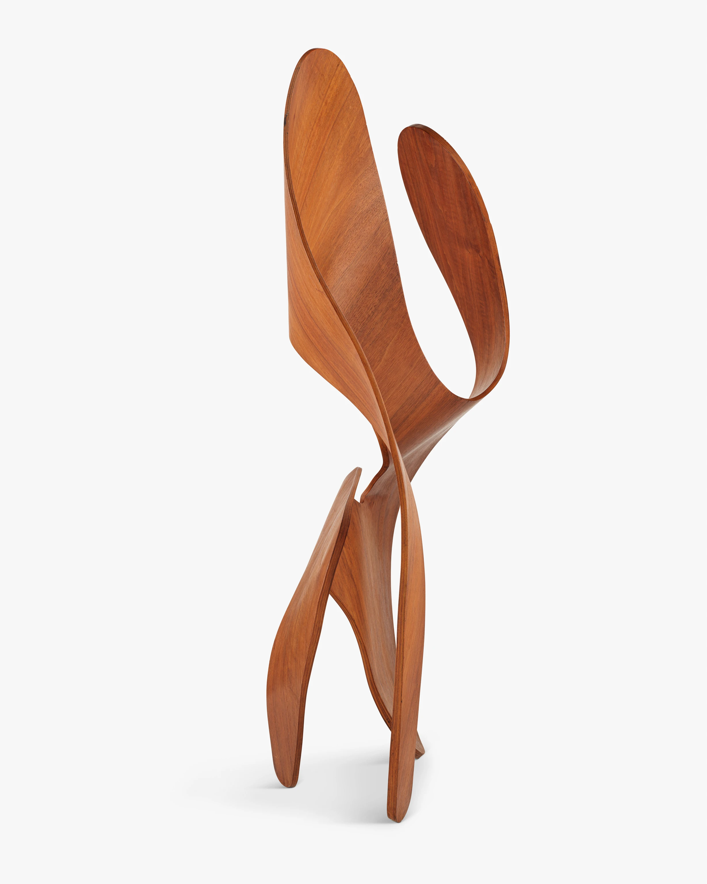 Frontal photograph of the undulating abstract Molded Plywood Sculpture by Ray Eames