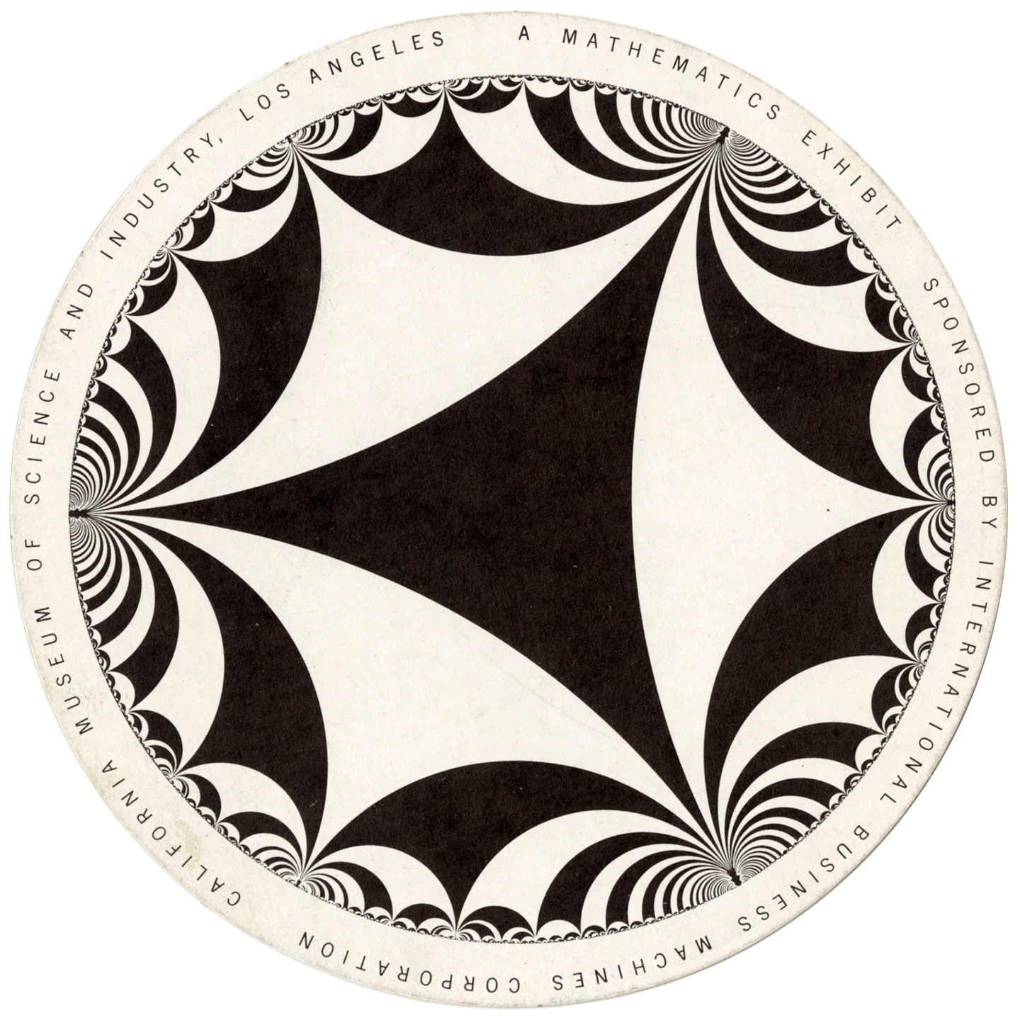 Back side of a graphic portraying the concept of infinite complexity of forms, displayed at the Eames Mathematica Exhibition.