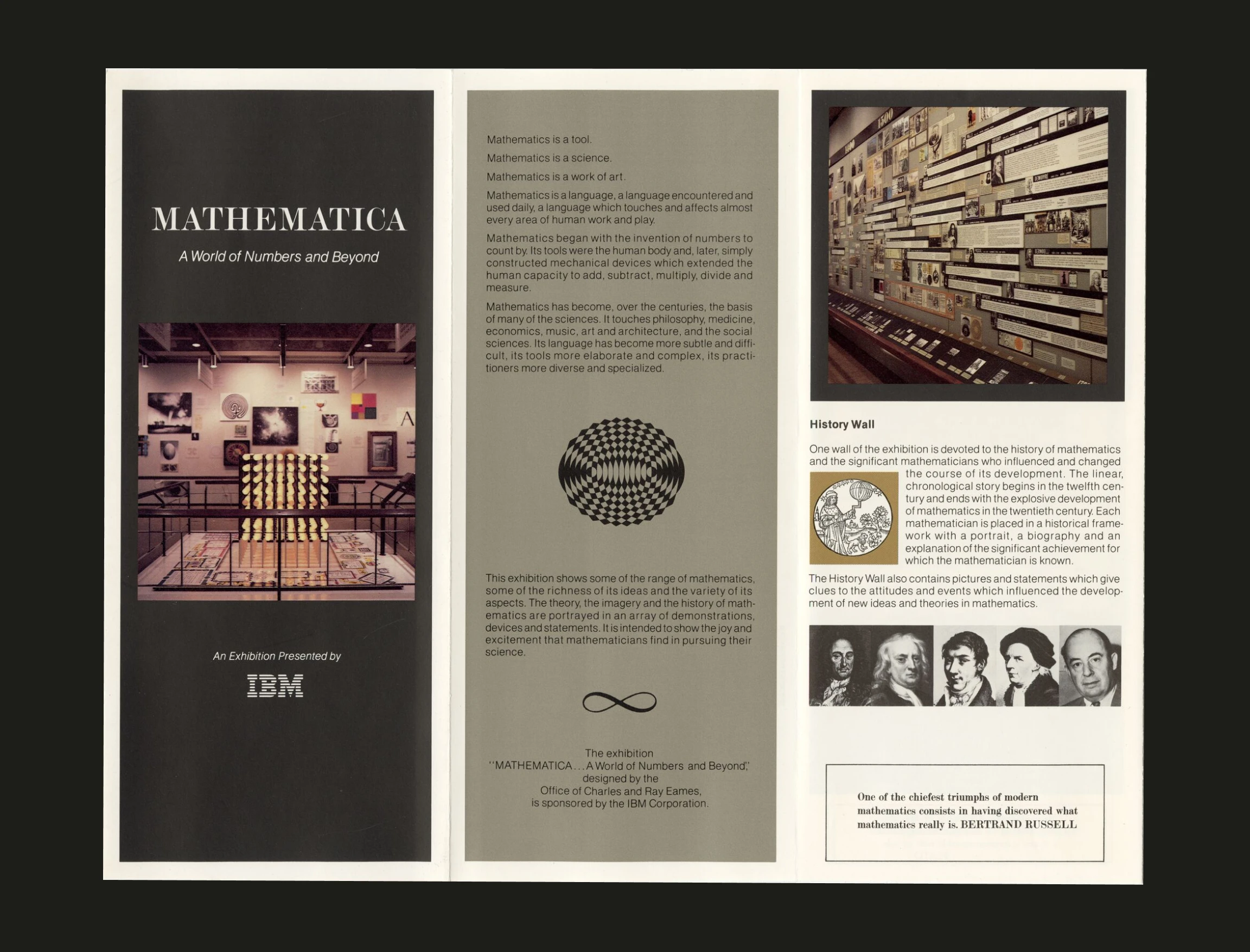 Brochure for the Eames designed exhibition Mathematica: A World of Numbers and Beyond.